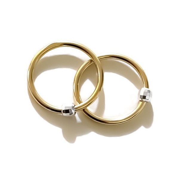 Moodtherapy Jewelry - Mixed metals sleeper hoop earrings